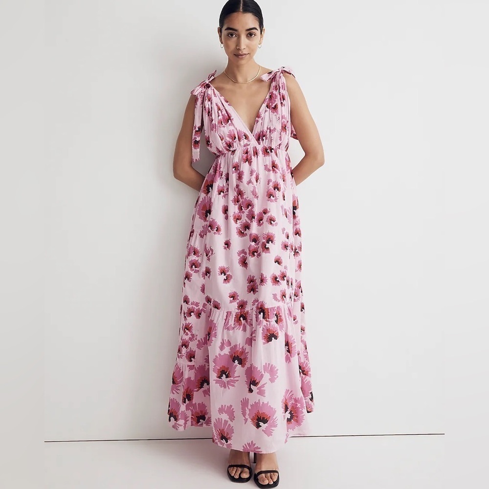 Banjanan Pink Floral Maxi Dress with Fuchsia Flowers - Picture 2 of 16